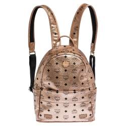 MCM Metallic Peach Visetos Coated Canvas and Leather Backpack