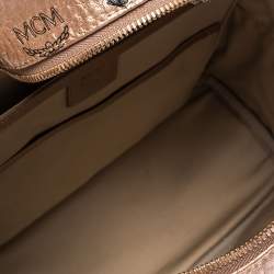MCM Metallic Peach Visetos Coated Canvas and Leather Backpack