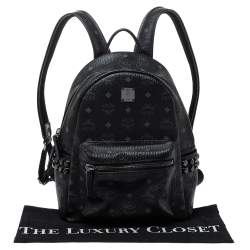 Pre Owned MCM Black Visetos Coated Canvas Bebe Boo Backpack
