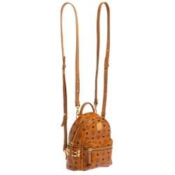 MCM Brown Visetos Coated Canvas X-Mini Bebe Boo Backpack