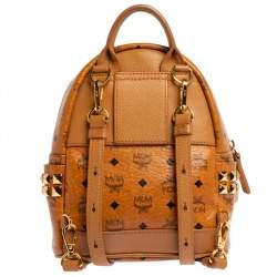 MCM Brown Visetos Coated Canvas X-Mini Bebe Boo Backpack