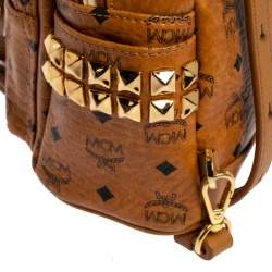 MCM Brown Visetos Coated Canvas X-Mini Bebe Boo Backpack