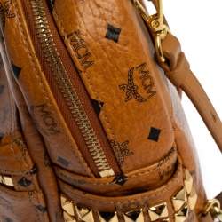MCM Brown Visetos Coated Canvas X-Mini Bebe Boo Backpack