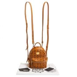 MCM Brown Visetos Coated Canvas X-Mini Bebe Boo Backpack