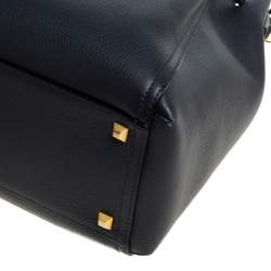 MCM Shadow Grey Leather Drawstring Bag