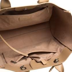 MCM Shadow Grey Leather Drawstring Bag