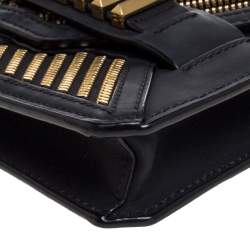 MCM Black Leather Mischa Zipper Flap Crossbody Bag