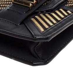 MCM Black Leather Mischa Zipper Flap Crossbody Bag