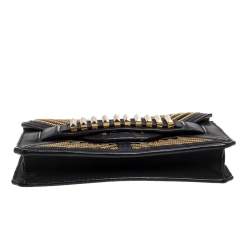 MCM Black Leather Mischa Zipper Flap Crossbody Bag