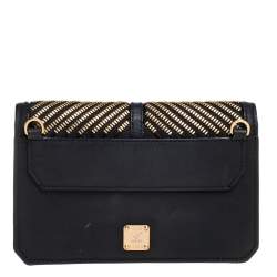 MCM Black Leather Mischa Zipper Flap Crossbody Bag