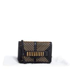 MCM Black Leather Mischa Zipper Flap Crossbody Bag