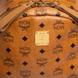 Pre Owned MCM Cognac Visetos Coated Canvas Medium Studs Stark Backpack