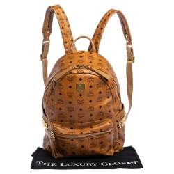 Pre Owned MCM Cognac Visetos Coated Canvas Medium Studs Stark Backpack