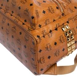 Pre Owned MCM Cognac Visetos Coated Canvas Medium Studs Stark Backpack