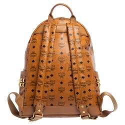 Pre Owned MCM Cognac Visetos Coated Canvas Medium Studs Stark Backpack