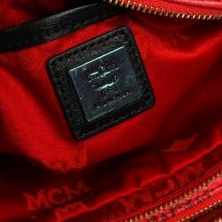 Pre Owned MCM Red Coated Canvas and Leather Crossbody Bag