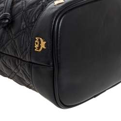 Pre Owned MCM Black Leather Drawstring Shoulder Bag