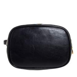 Pre Owned MCM Black Leather Drawstring Shoulder Bag