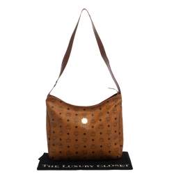 Pre Owned MCM Brown Visetos Coated Canvas and Leather Shoulder Bag