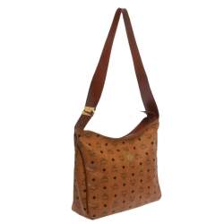 Pre Owned MCM Brown Visetos Coated Canvas and Leather Shoulder Bag