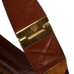 Pre Owned MCM Brown Visetos Coated Canvas and Leather Shoulder Bag
