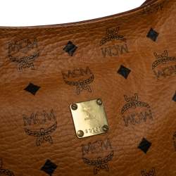 Pre Owned MCM Brown Visetos Coated Canvas and Leather Shoulder Bag