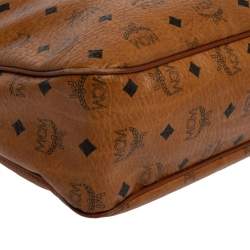 Pre Owned MCM Brown Visetos Coated Canvas and Leather Shoulder Bag