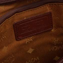 Pre Owned MCM Brown Visetos Coated Canvas and Leather Shoulder Bag