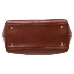 Pre Owned MCM Cognac/Brown Visetos Coated Canvas and Leather Frame Satchel