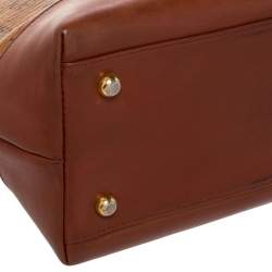 Pre Owned MCM Cognac/Brown Visetos Coated Canvas and Leather Frame Satchel