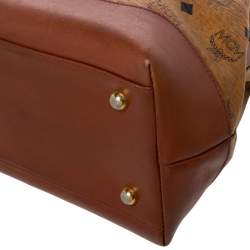 Pre Owned MCM Cognac/Brown Visetos Coated Canvas and Leather Frame Satchel