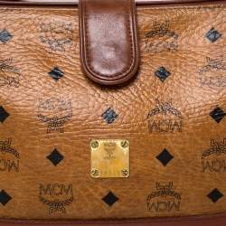 Pre Owned MCM Cognac/Brown Visetos Coated Canvas and Leather Frame Satchel