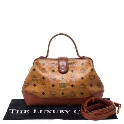 Pre Owned MCM Cognac/Brown Visetos Coated Canvas and Leather Frame Satchel
