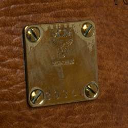 Pre Owned MCM Cognac/Brown Visetos Coated Canvas and Leather Frame Satchel