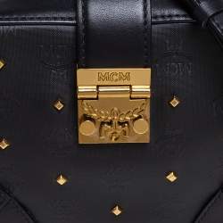 Pre Owned حقيبة كاميرا إم سي إم مرصعة جلد وقماش سوداء