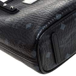 Pre Owned حقيبة يد إم سي إم ميني أنيا كانفاس وجلد فيستوس سوداء