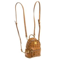 Pre Owned MCM Brown Visetos Coated Canvas Mini Stark Side Studs Backpack