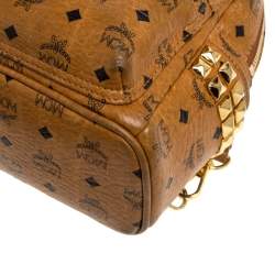 Pre Owned MCM Brown Visetos Coated Canvas Mini Stark Side Studs Backpack