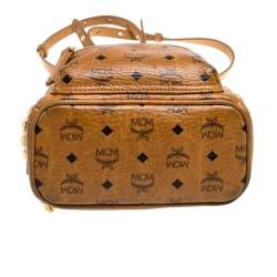 Pre Owned MCM Brown Visetos Coated Canvas Mini Stark Side Studs Backpack