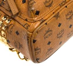 Pre Owned MCM Brown Visetos Coated Canvas Mini Stark Side Studs Backpack