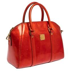 Pre Owned MCM Burnt Orange Patent Leather Ivana Bowler Bag