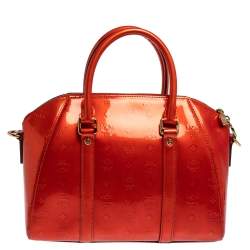 Pre Owned MCM Burnt Orange Patent Leather Ivana Bowler Bag