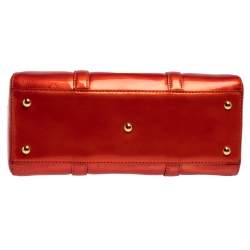 Pre Owned MCM Burnt Orange Patent Leather Ivana Bowler Bag