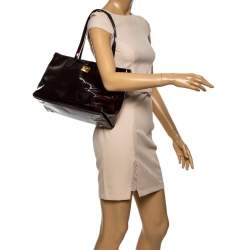 Pre Owned MCM Burgundy Patent Leather Shopper Tote