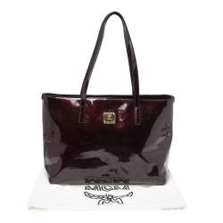 Pre Owned MCM Burgundy Patent Leather Shopper Tote