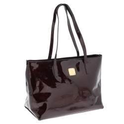 Pre Owned MCM Burgundy Patent Leather Shopper Tote