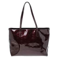 Pre Owned MCM Burgundy Patent Leather Shopper Tote