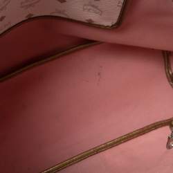 Pre Owned MCM White Visetos Coated Canvas and Leather Medium Princess Lion Shopper Tote