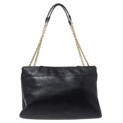 Pre Owned MCM Black Leather Studded Flap Shoulder Bag