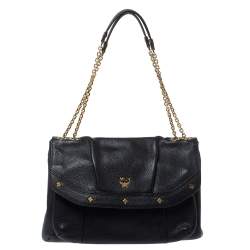 Mcm Studded Leather Flap Tote
